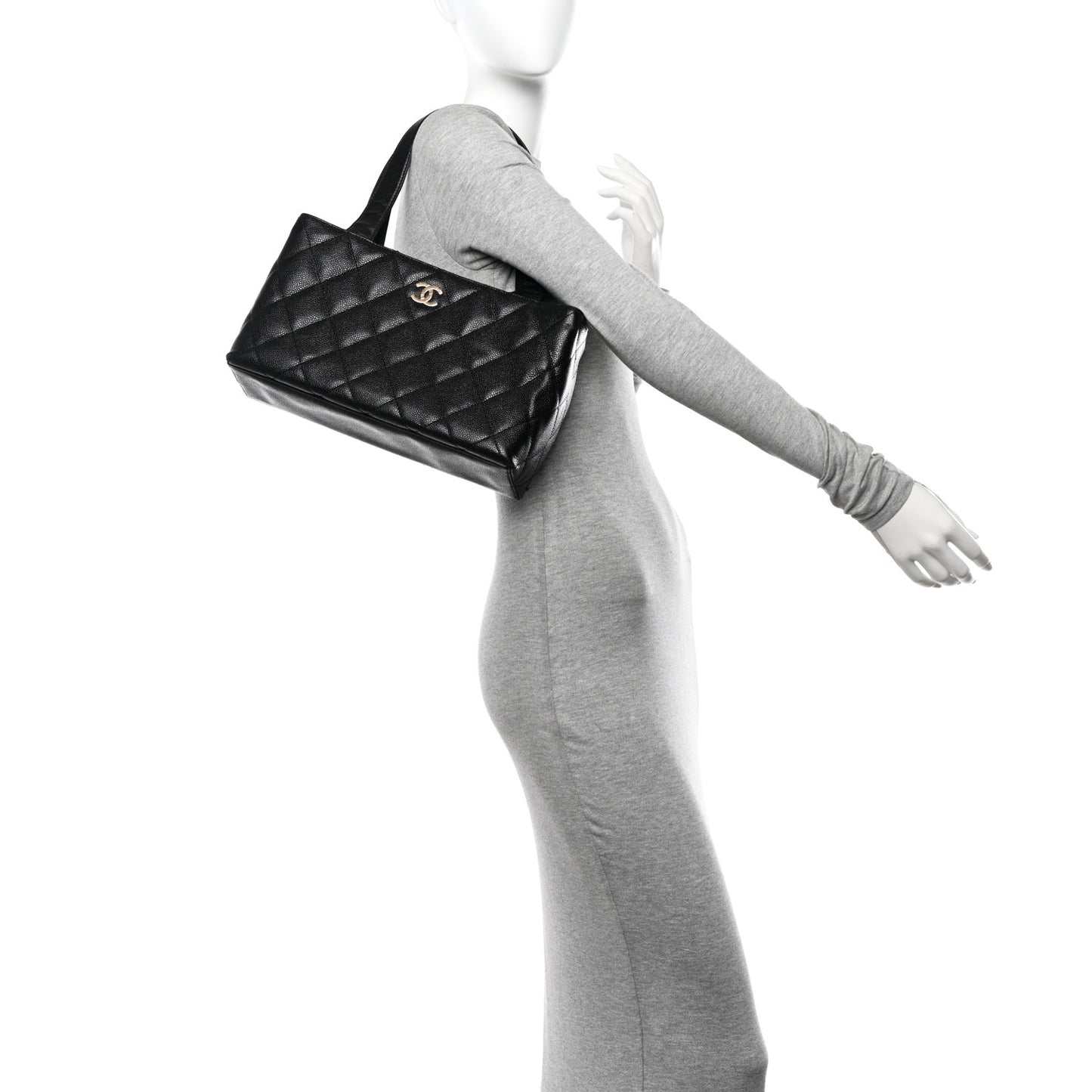 Caviar Quilted Shoulder Bag Black