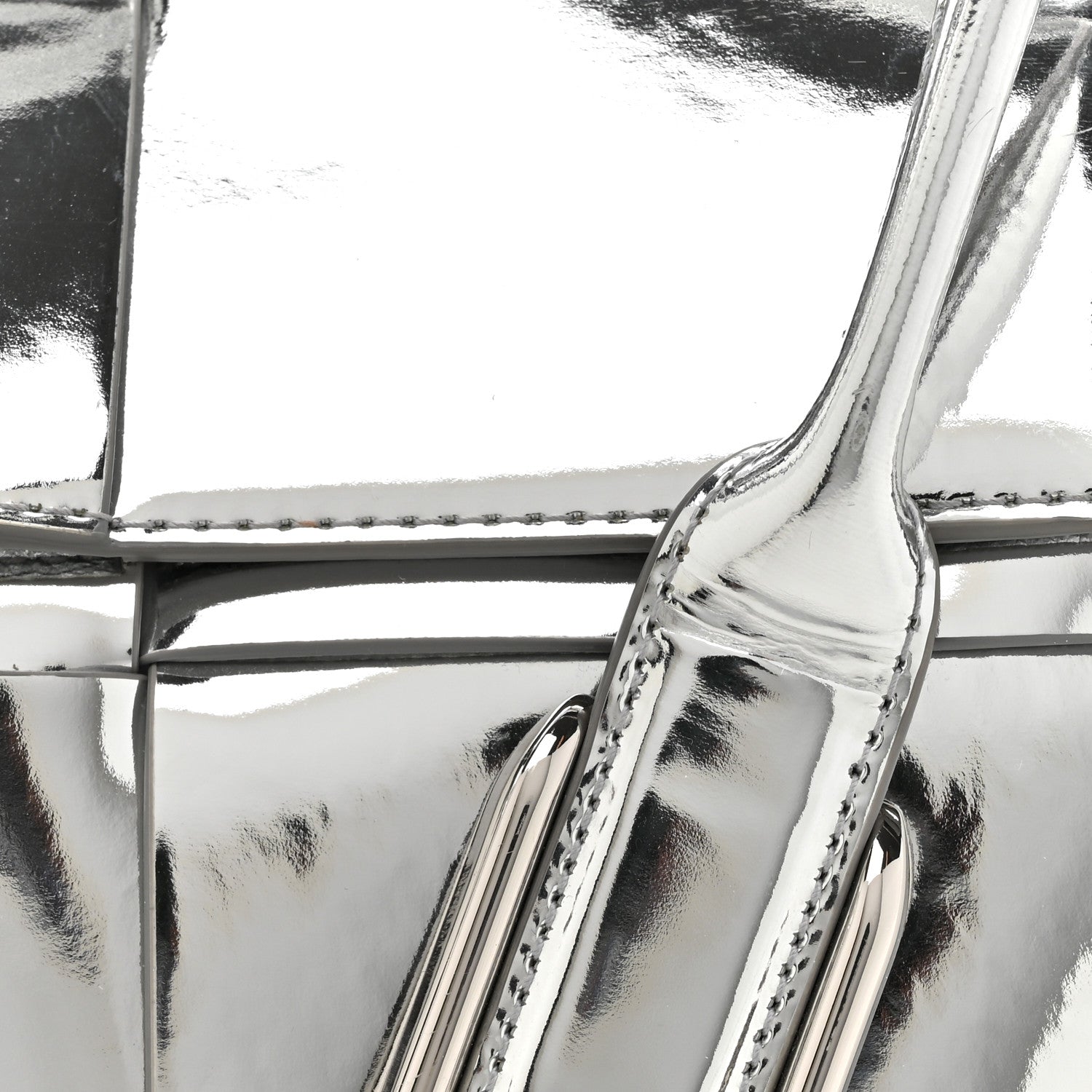 Bottega Veneta Mirror Laminated Nappa Maxi Intrecciato Mini Arco  Silver 7 of 12