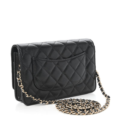 Chanel Caviar Quilted French New Wave Chain CC Wallet On Chain WOC Black 3 of 12