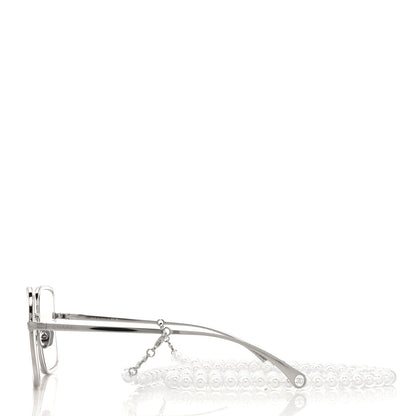 Chanel Metal Removable Pearl Chain Square Eyeglasses 2195-S Silver 3 of 7