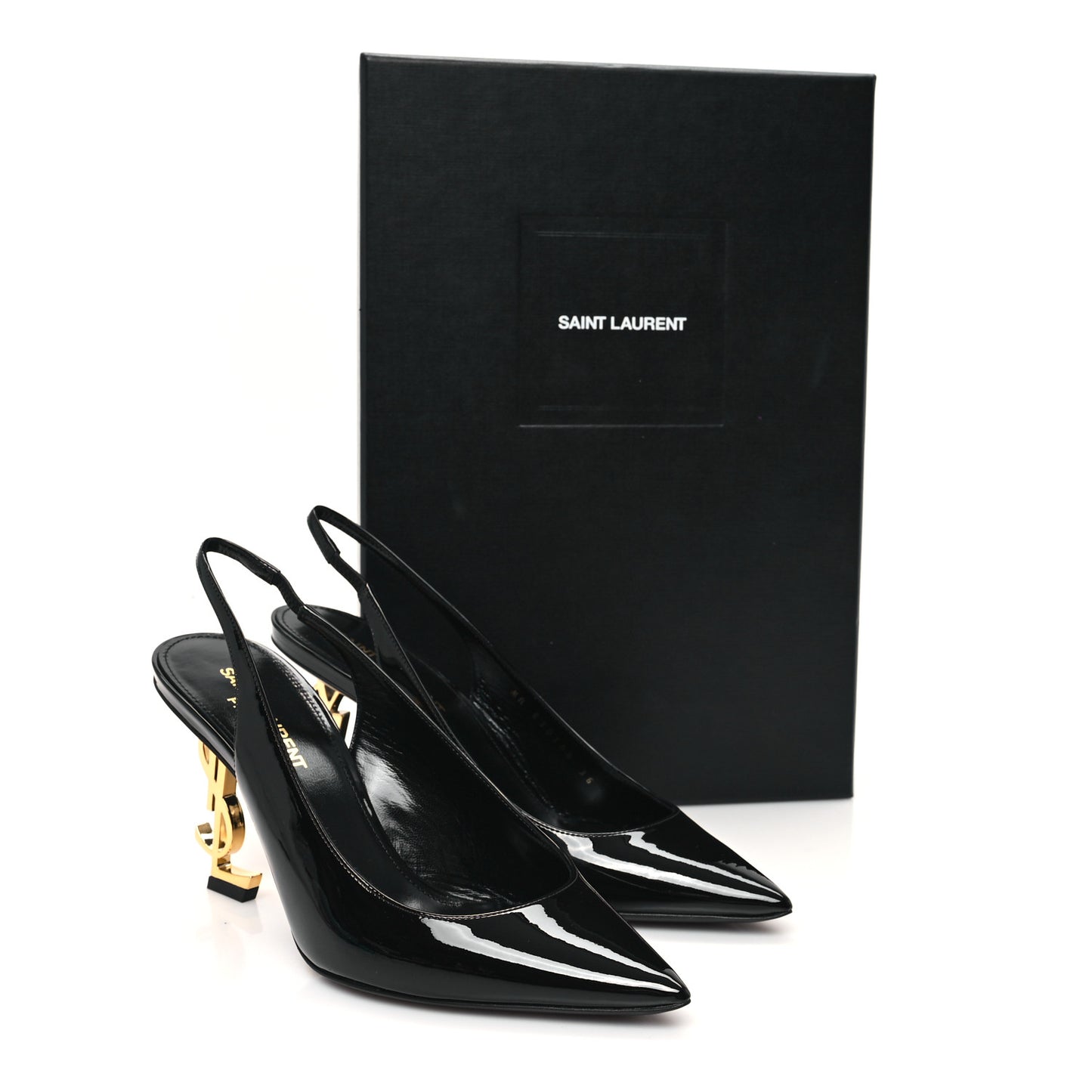 Patent Opyum 85 Slingback Pumps 36 Black Gold
