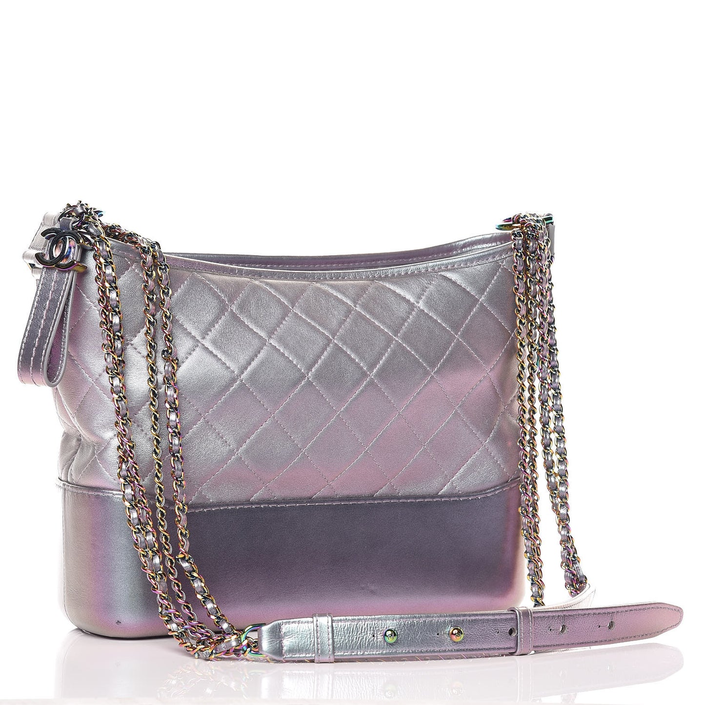 Iridescent Lambskin Calfskin Quilted Medium Gabrielle Hobo Light Purple
