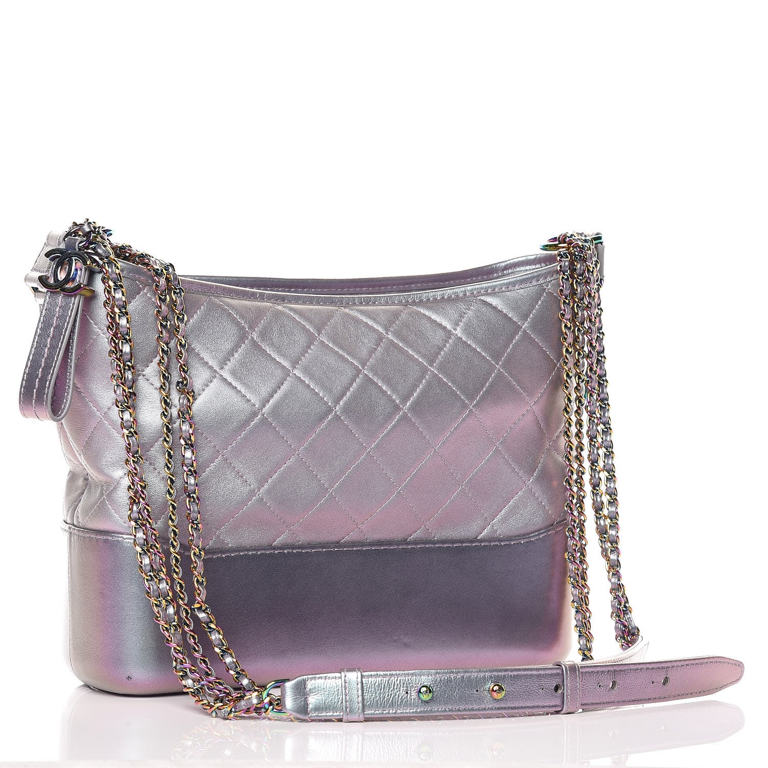 Chanel Iridescent Lambskin Calfskin Quilted Medium Gabrielle Hobo Light Purple 4 of 10