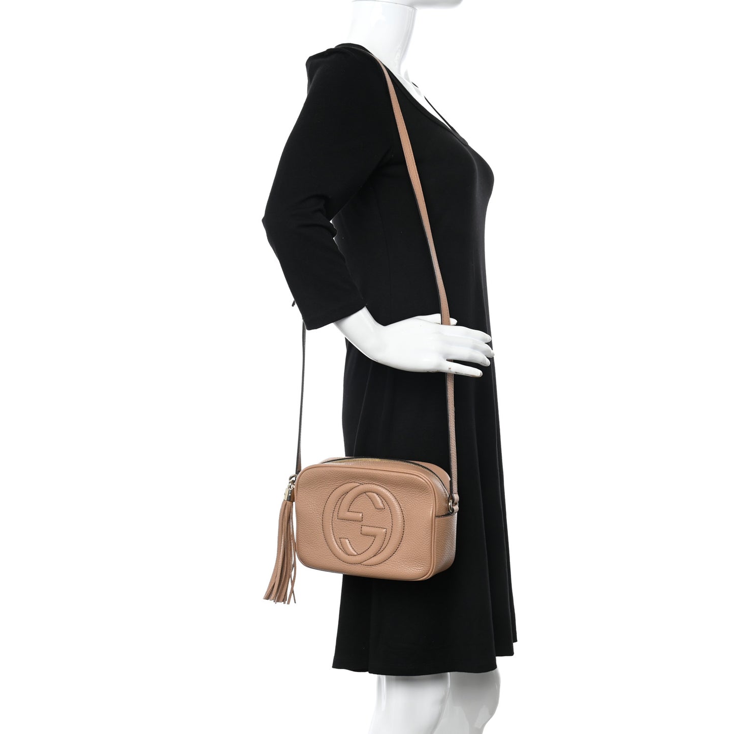 Pebbled Calfskin Small Soho Disco Bag Camelia