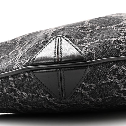 Gucci Jacquard Black Denim GG Monogram Horsebit Slim Small Shoulder Bag Black Grey 9 of 10