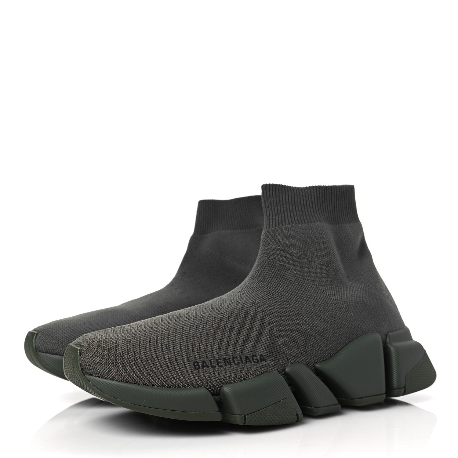 Balenciaga Technical 3D Recycled Knit Womens Speed 2.0 Sneakers 38 Monocolor Dark Kaki 3 of 7