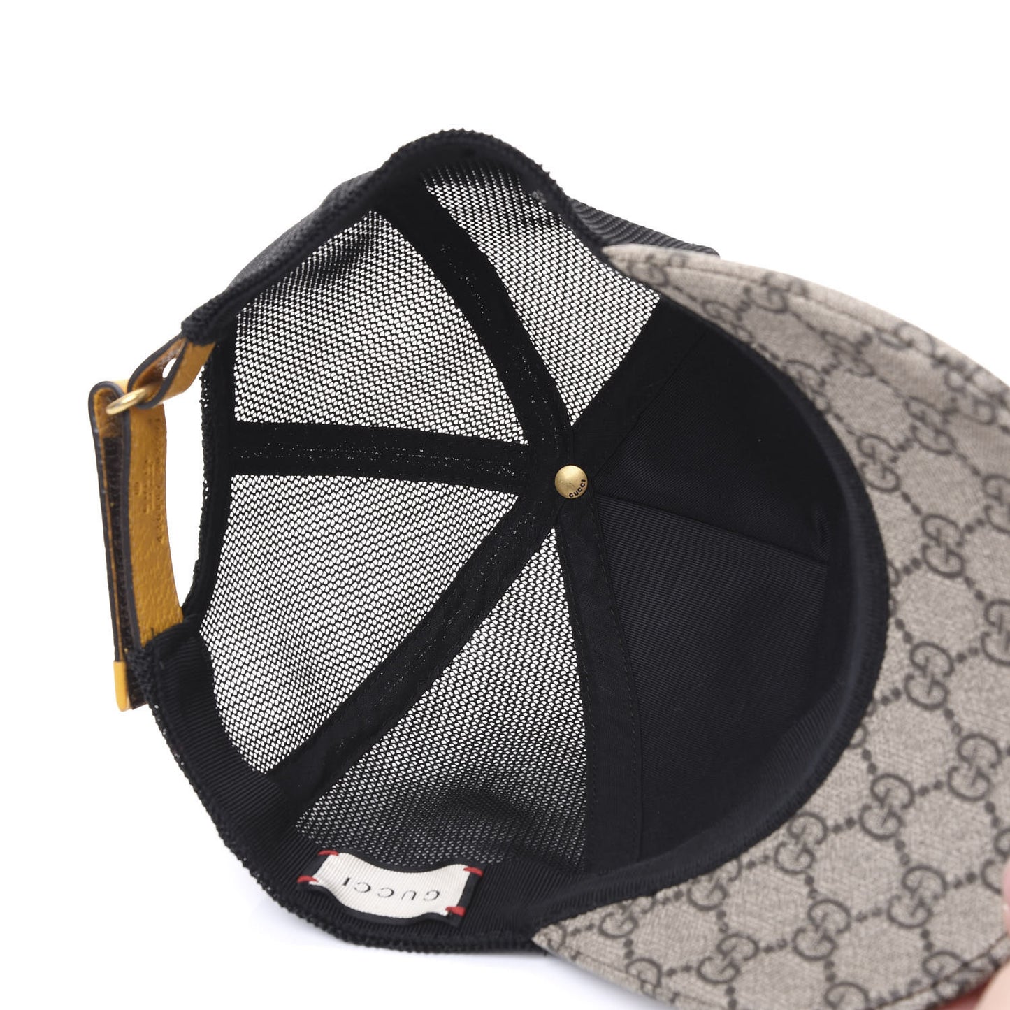 Soft GG Supreme Monogram Mesh Textured Dollar Calfskin Neo Vintage Rap Baseball Hat S Dark Brown Black