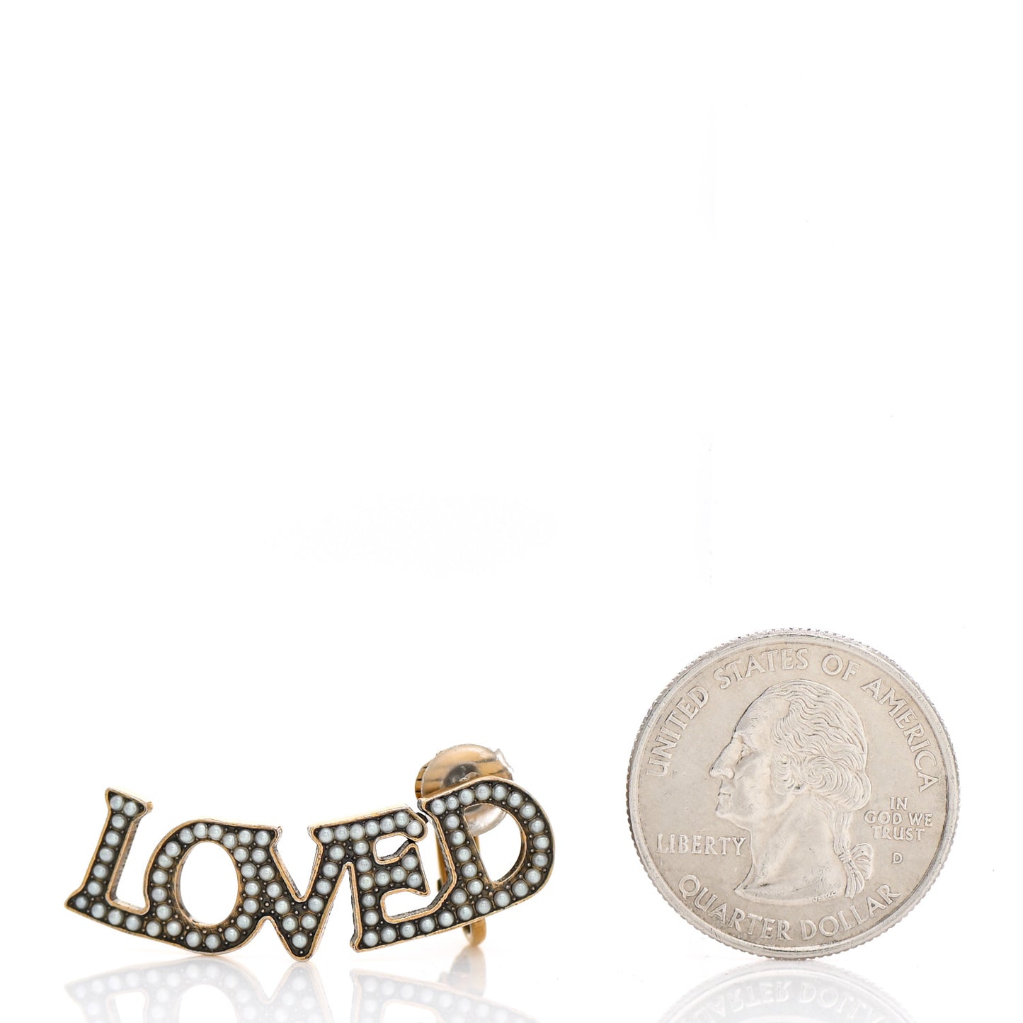 Metal Pearl Loved Ear Cuff Earring Aged Gold