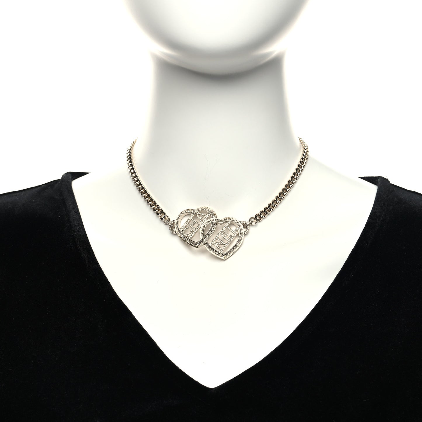 Crystal Logo Heart Choker Gold