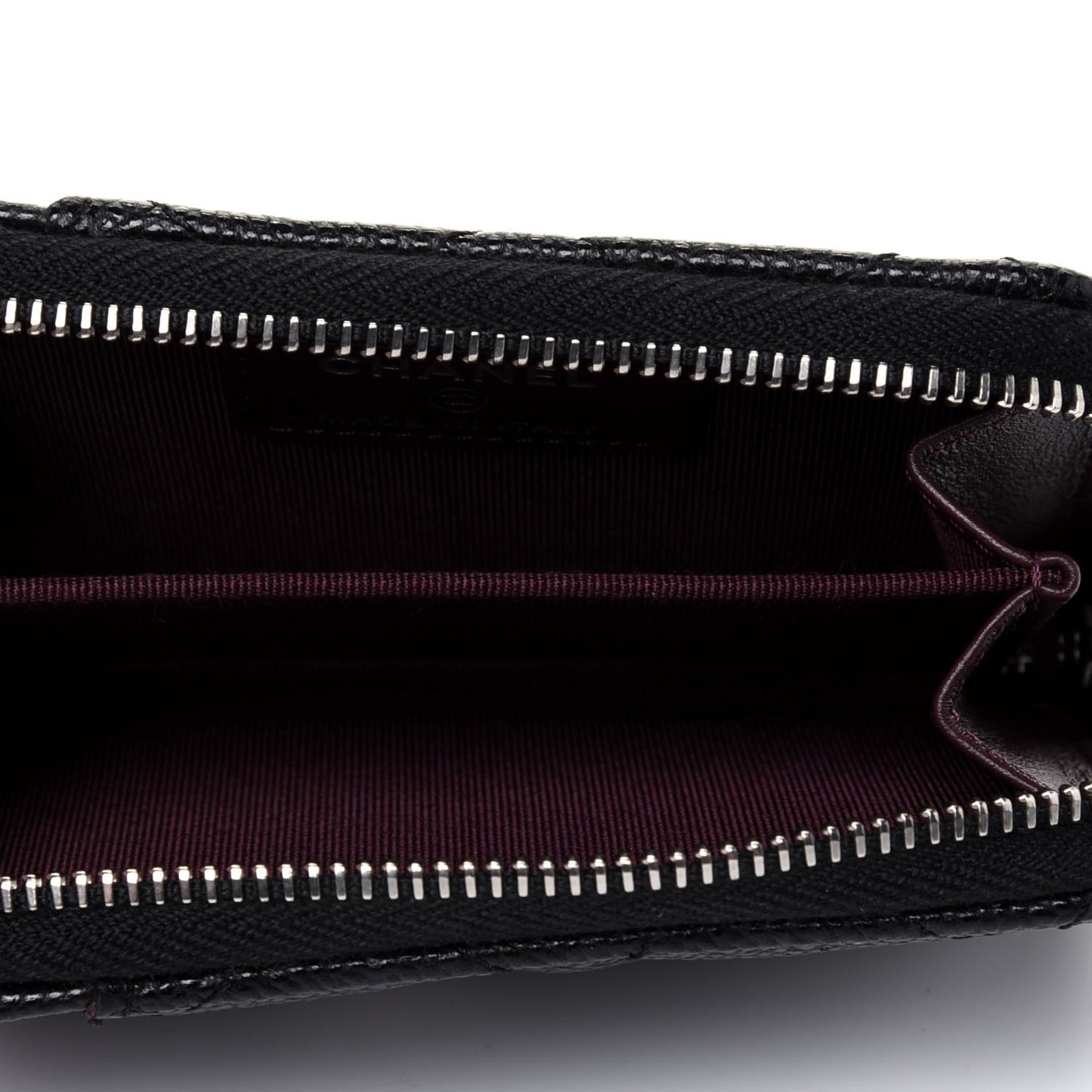 Caviar Quilted Zip Card Holder Black