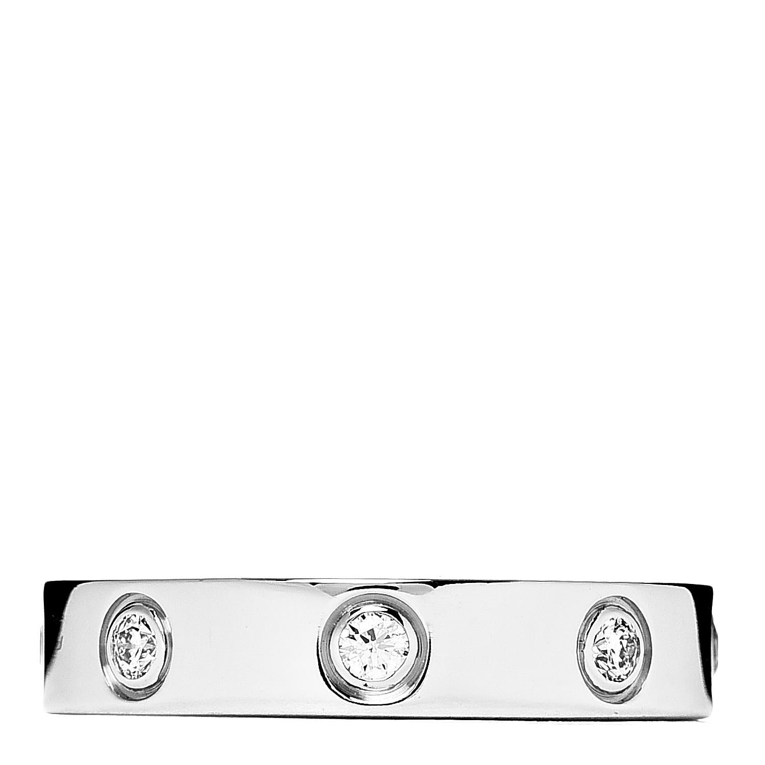 Cartier 18K White Gold 8 Diamond 4mm Wedding Band LOVE Ring 50 5.25 1 of 4