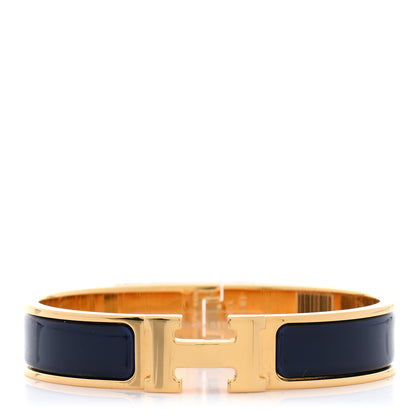 Hermes Narrow Enamel Clic Clac H Bracelet PM Bleu Abysse 1 of 4