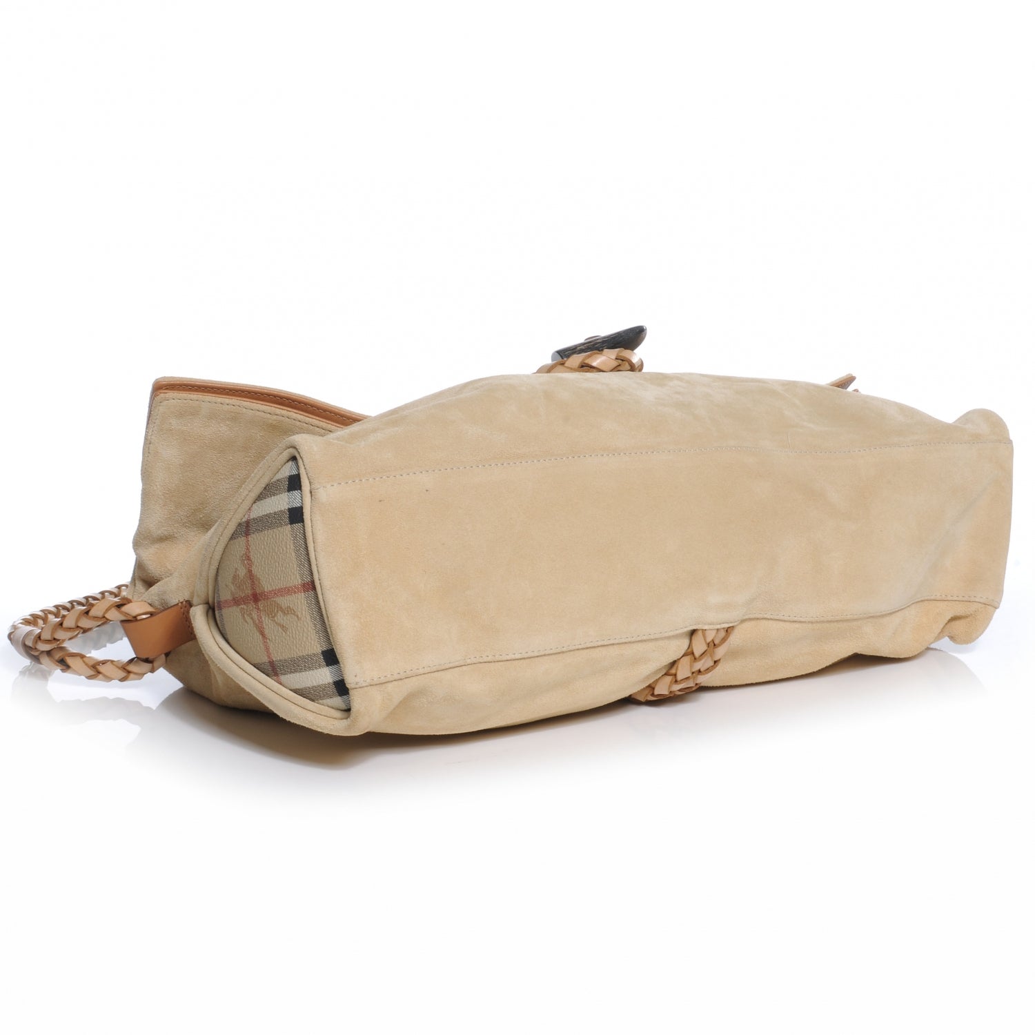 Burberry Suede Haymarket Check Horn Toggle Shoulder Bag 4 of 9