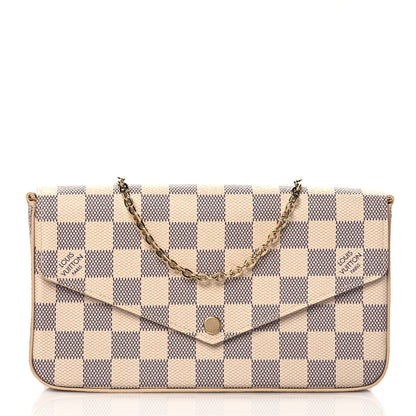 Louis Vuitton Damier Azur Pochette Felicie Chain Wallet Rose Ballerine 2 of 9