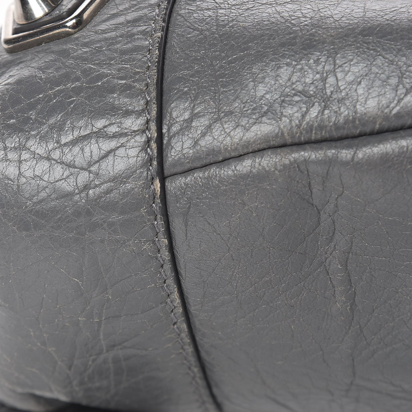 Agneau Silver Metallic Edge Hardware Backpack Gris Cendre