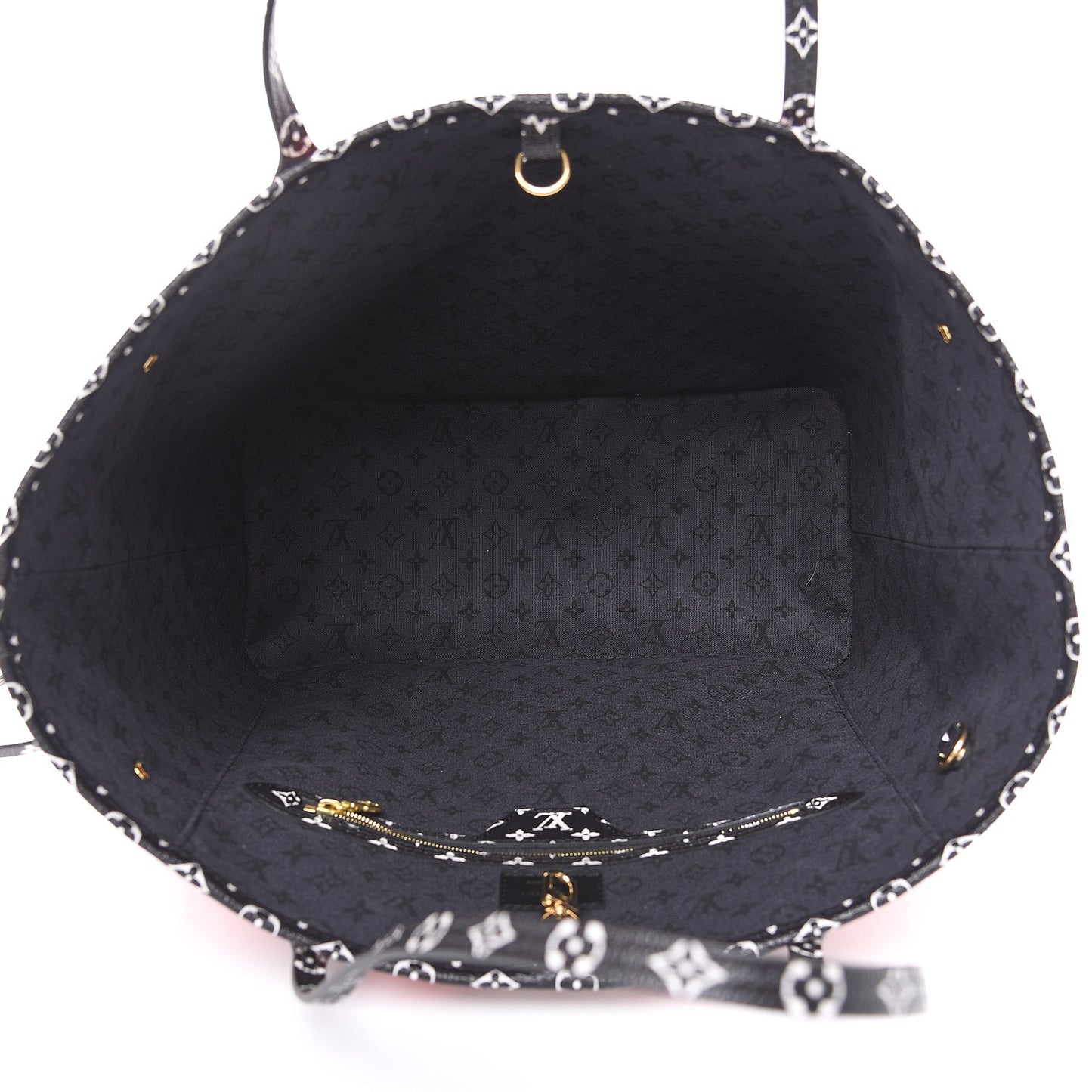 Monogram Giant Crafty Neverfull MM Creme Rouge Black