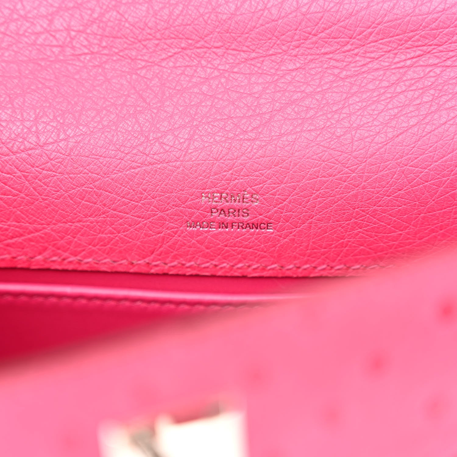 Hermes Ostrich Kelly Pochette Clutch Rose Tyrien 6 of 13