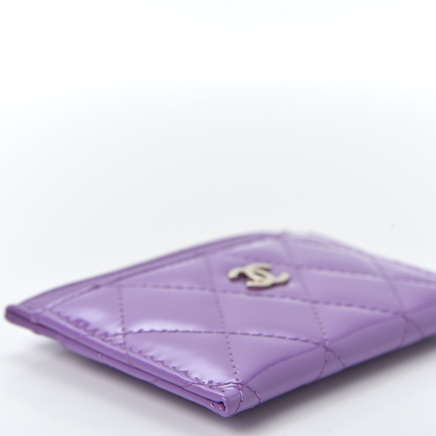 Chanel Patent Quilted Card Holder Purple 3 of 8