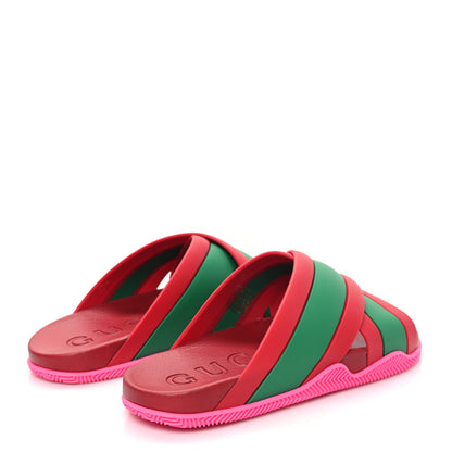 Gucci Rubber Web Womens Criss Cross Slide Sandals 39 Coral New Shamarock 4 of 9