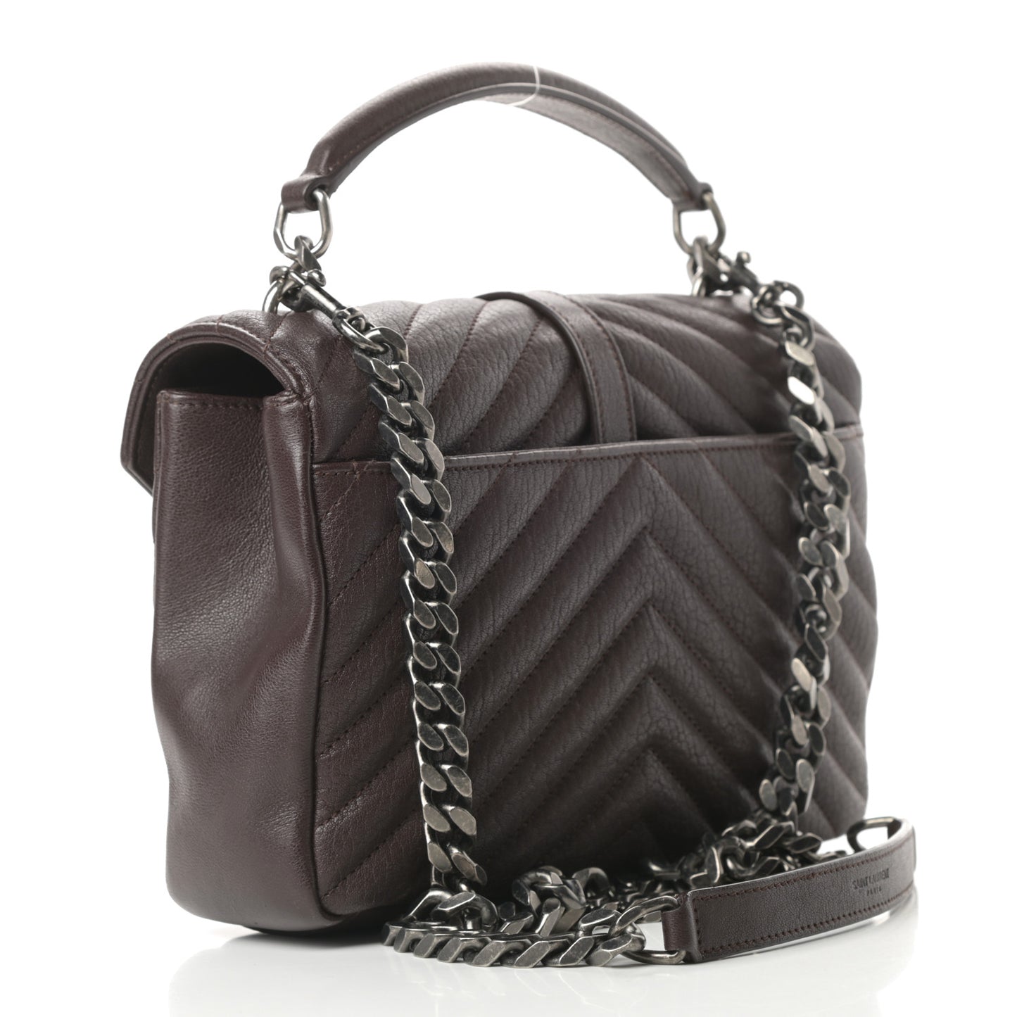 Lambskin Matelasse Chevron Monogram Medium College Bag Faggio