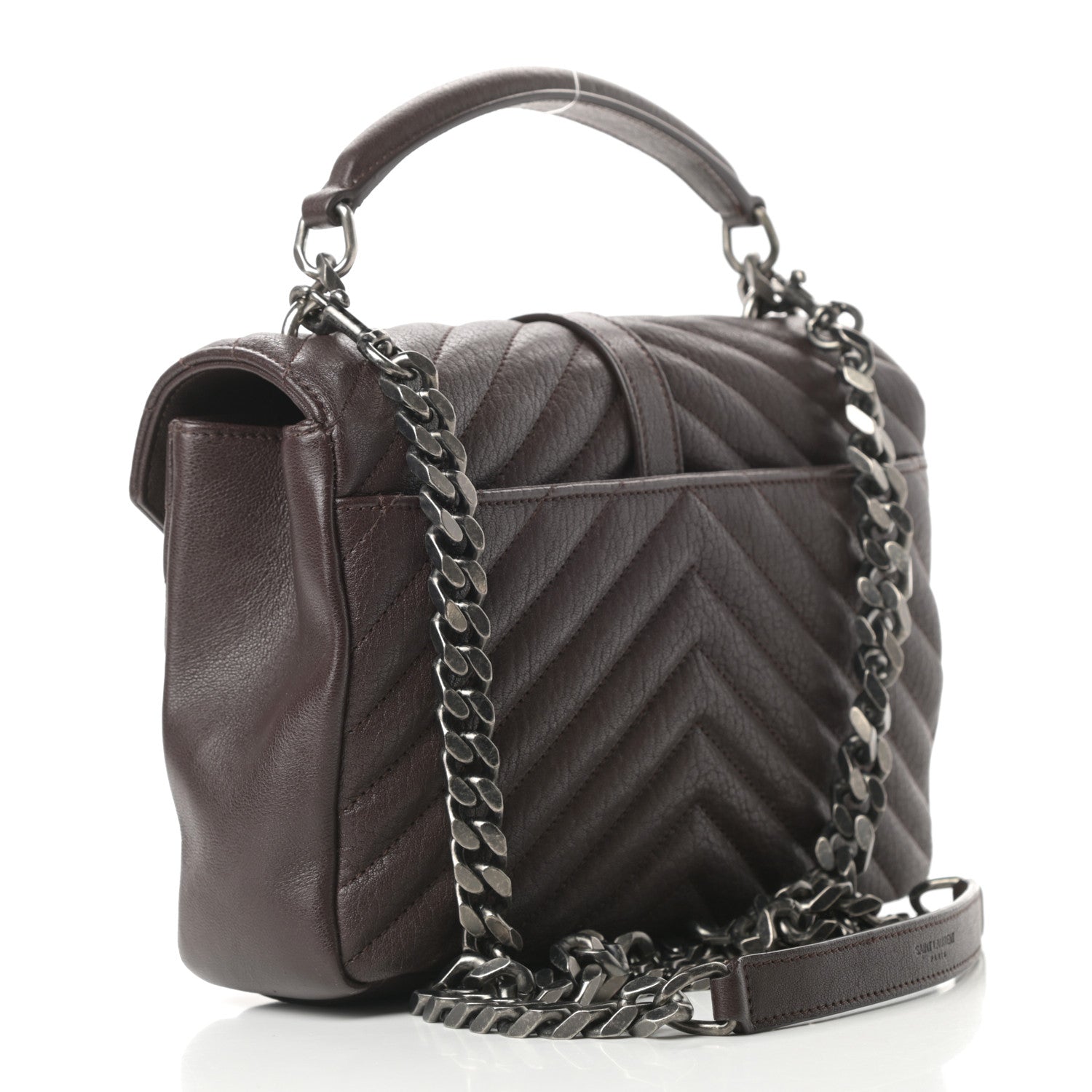 Saint Laurent Lambskin Matelasse Chevron Monogram Medium College Bag Faggio 3 of 12