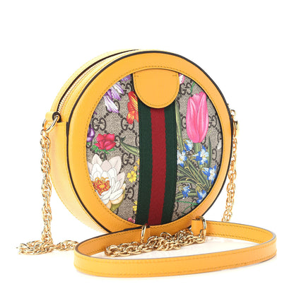Gucci GG Supreme Monogram Flora Web Mini Ophidia Round Shoulder Bag Beige Multicolor Crop 3 of 7