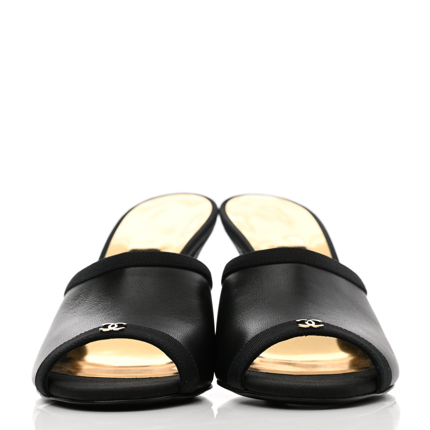 Lambskin Grosgrain CC Mules 36 Black