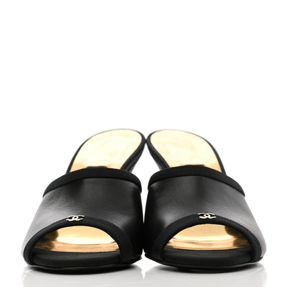 Chanel Lambskin Grosgrain CC Mules 36 Black 2 of 9