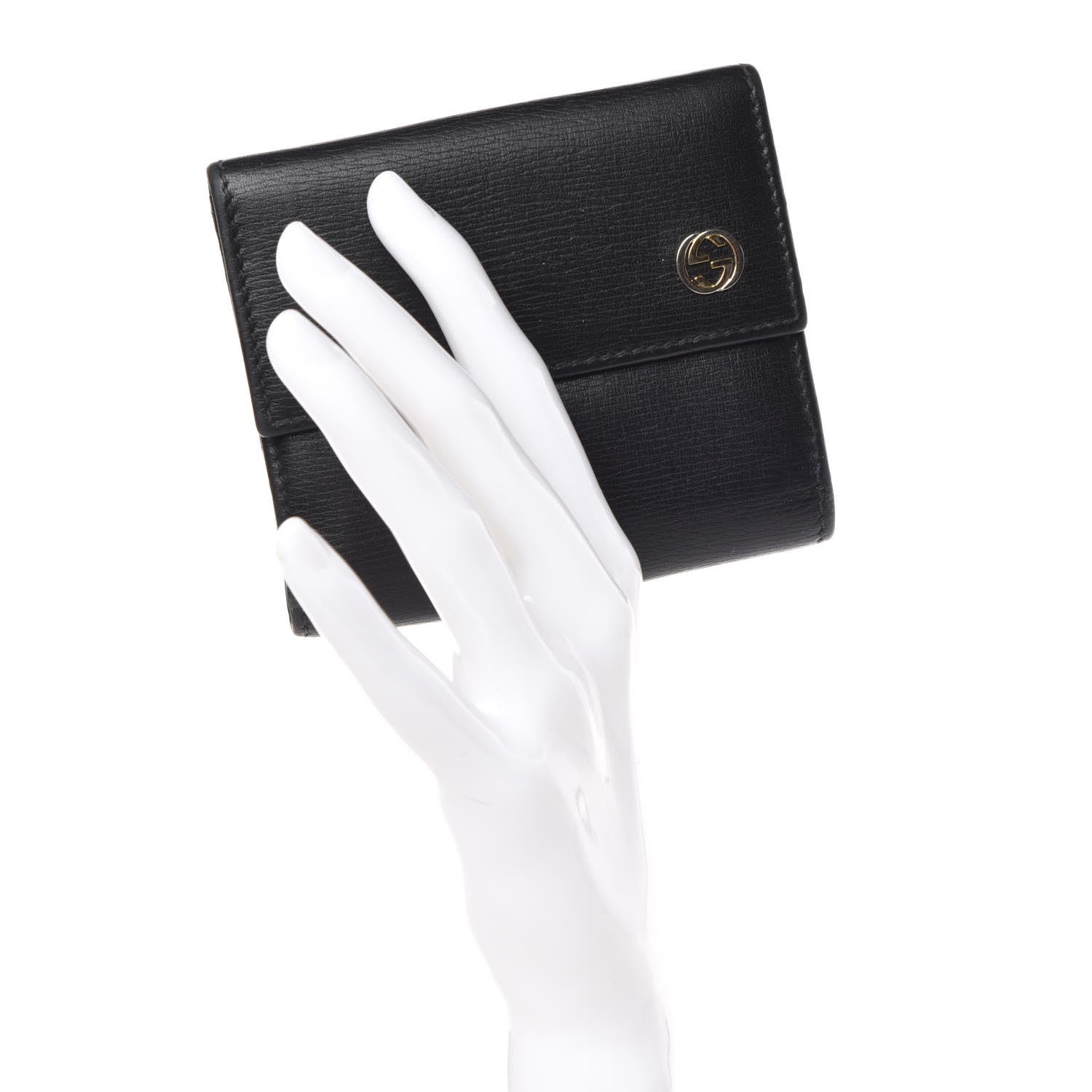 Gucci Calfskin Interlocking G French Wallet Black 2 of 7