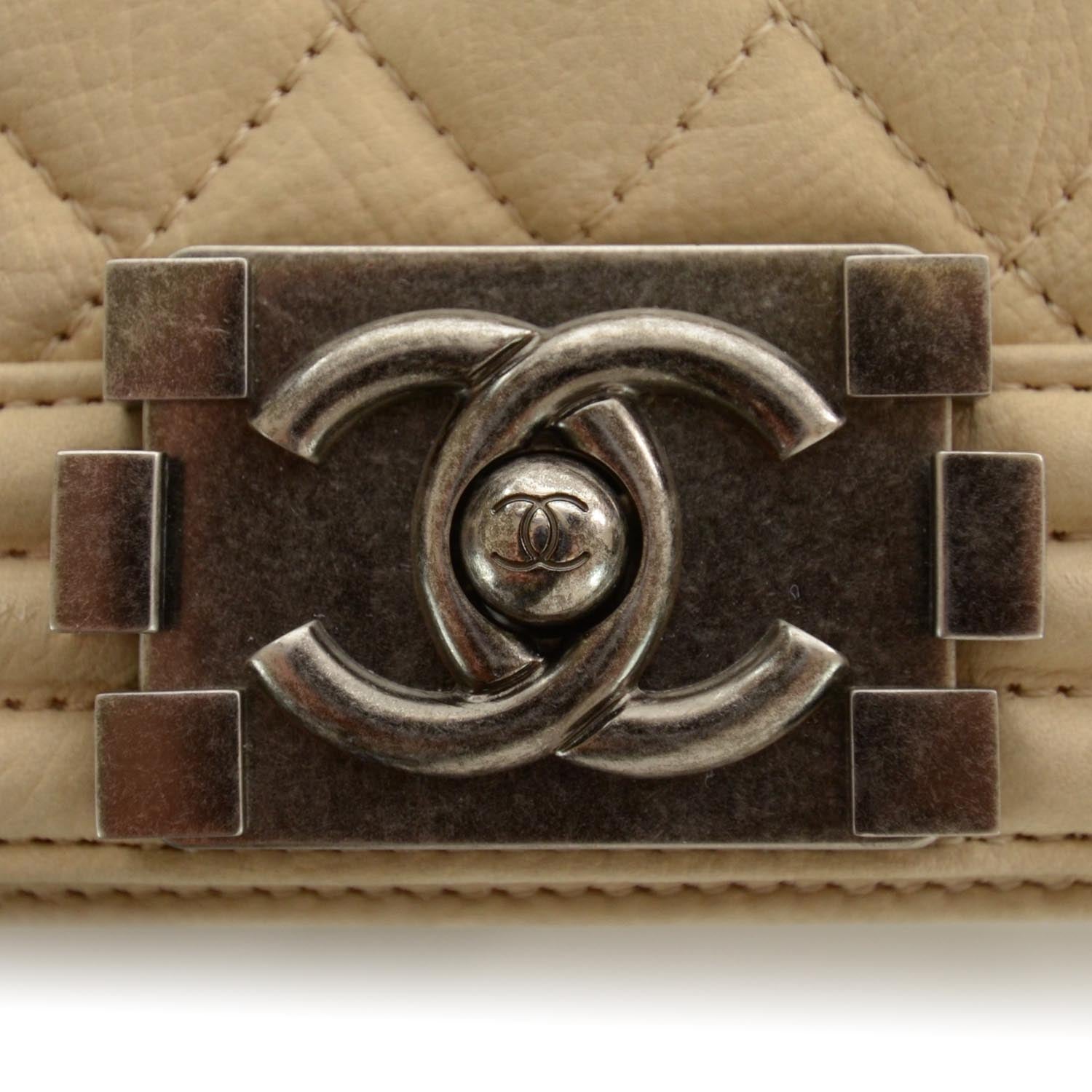 Chanel Suede Caviar Medium Boy Flap Bag Beige 5 of 8