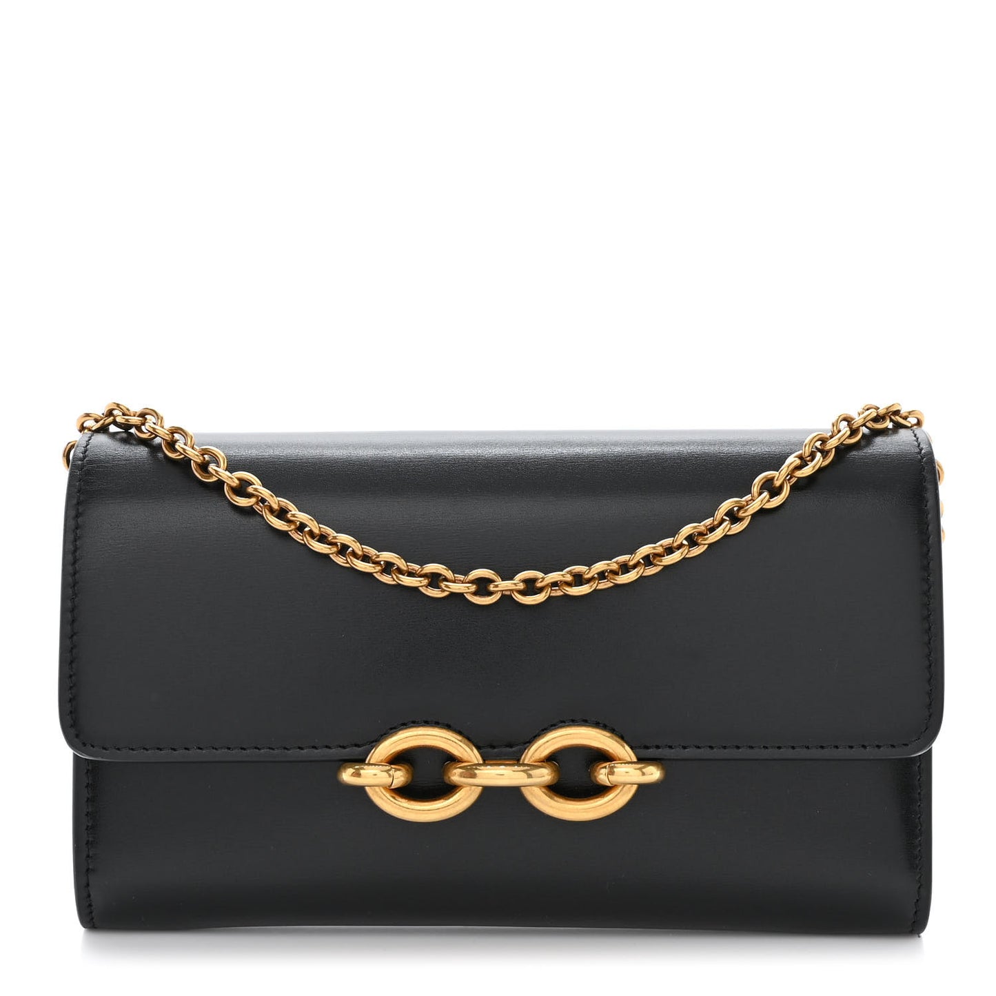 Smooth Calfskin Le Maillon Chain Wallet Black