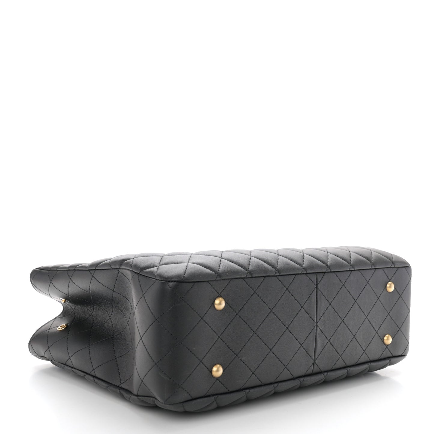 Calfskin Quilted Large Classic Shopping Tote Black