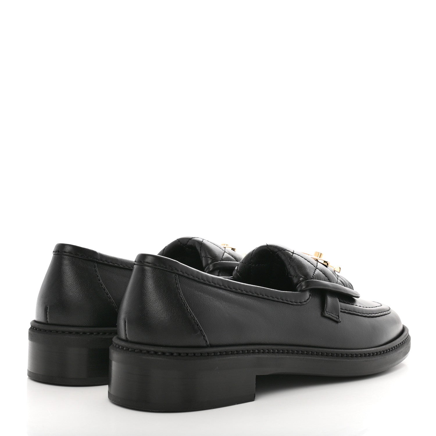 Chanel Lambskin Quilted CC Turnlock Loafers 37.5 Black 5 of 10