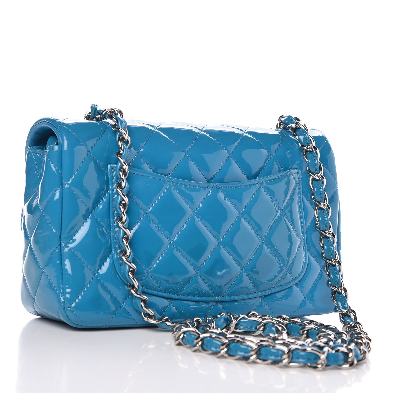 Chanel Patent Quilted Mini Rectangular Flap Turquoise 3 of 8