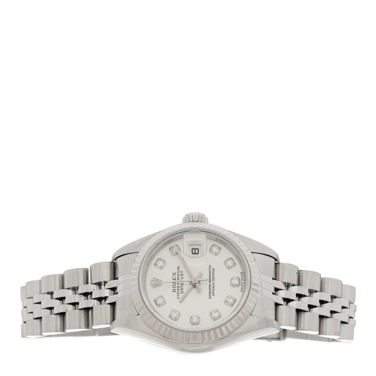 Stainless Steel 18K White Gold Diamond 26mm Oyster Perpetual Datejust Watch Silver 79174