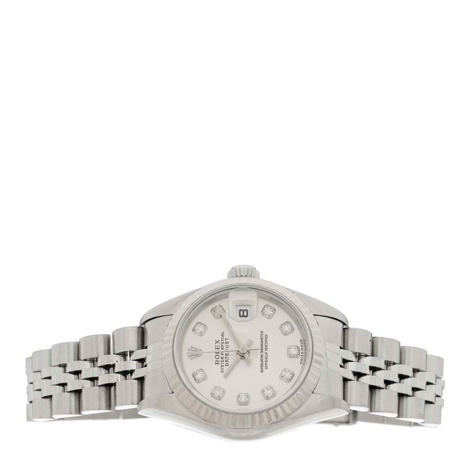 Rolex Stainless Steel 18K White Gold Diamond 26mm Oyster Perpetual Datejust Watch Silver 79174 3 of 5