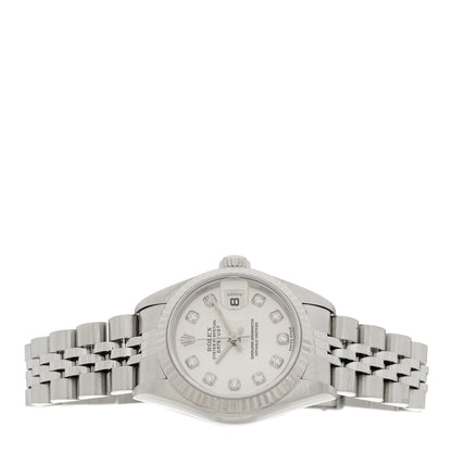 Rolex Stainless Steel 18K White Gold Diamond 26mm Oyster Perpetual Datejust Watch Silver 79174 3 of 5
