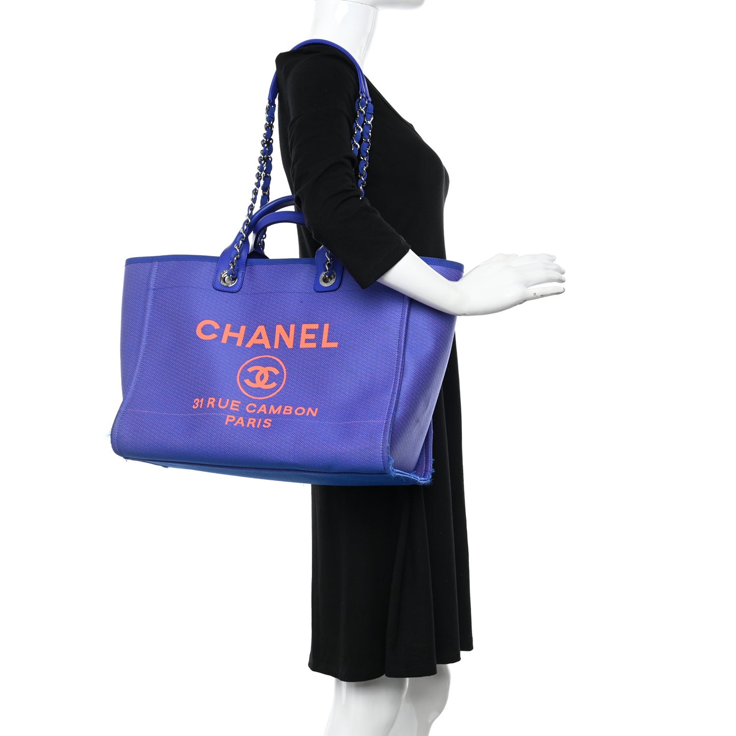 Mixed Fibers Medium Deauville Tote Blue Orange