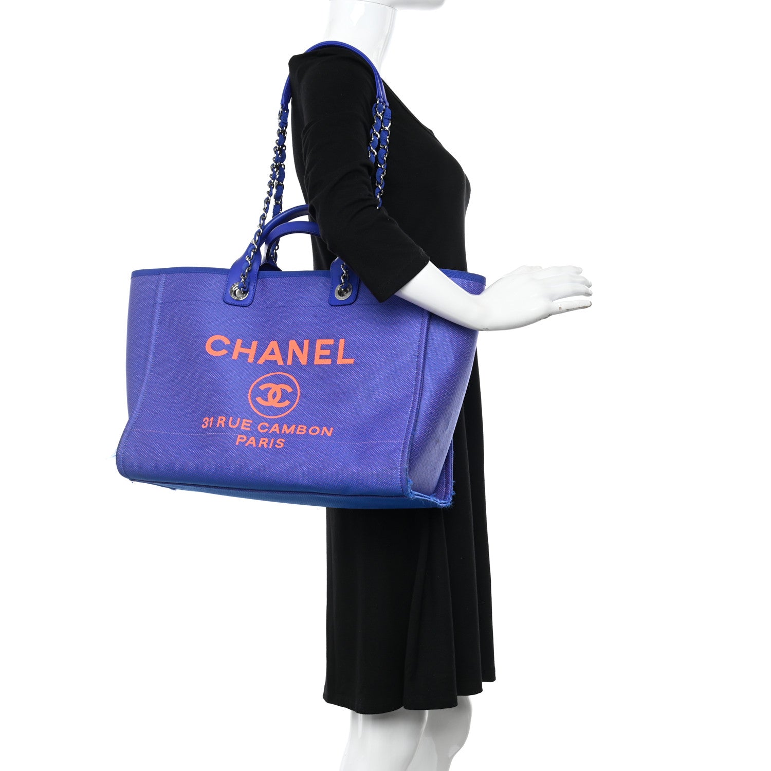 Chanel Mixed Fibers Medium Deauville Tote Blue Orange 2 of 14