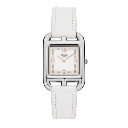 Hermes Stainless Steel Epsom Diamond 23mm Cape Cod Quartz Watch Blanc 1 of 5