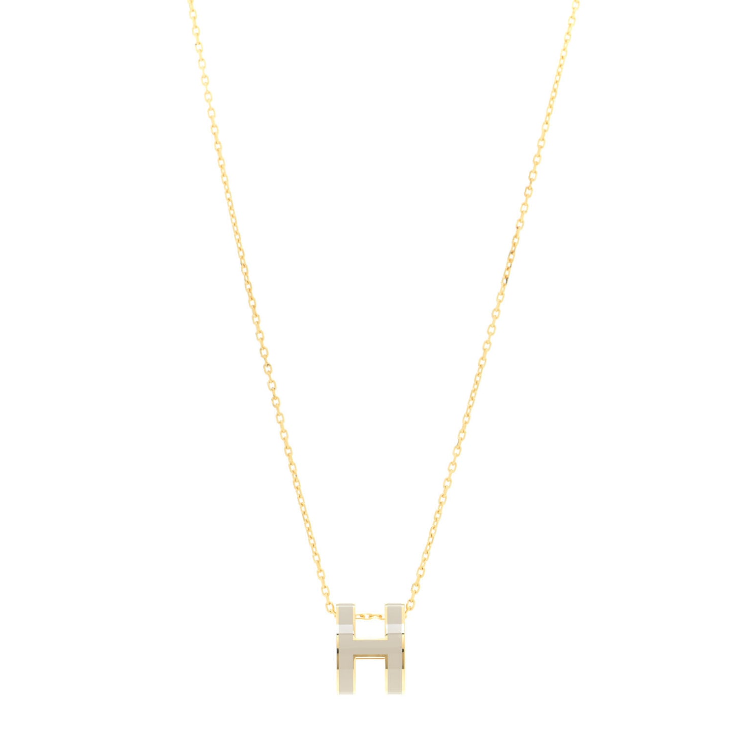 Lacquered Gold Pop H Pendant Necklace Marron Glace