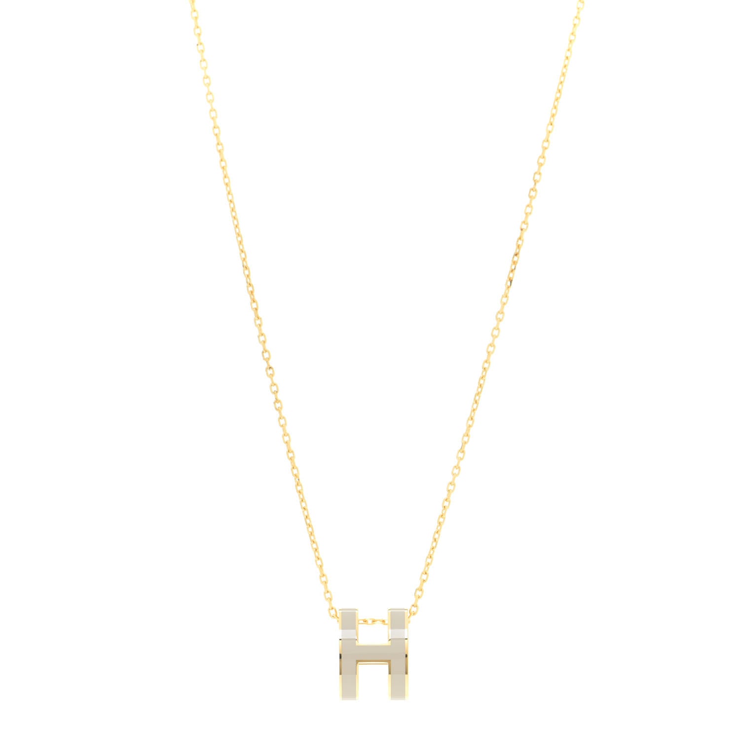 Hermes Lacquered Gold Pop H Pendant Necklace Marron Glace 2 of 11