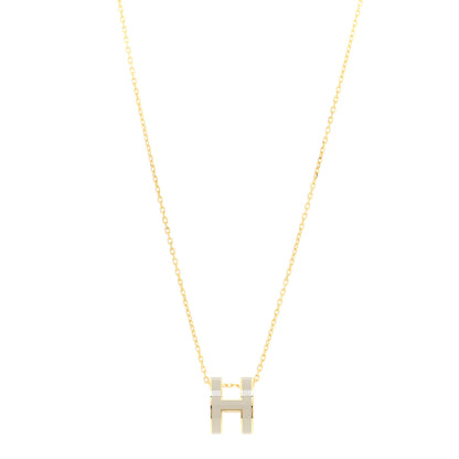 Hermes Lacquered Gold Pop H Pendant Necklace Marron Glace 2 of 11