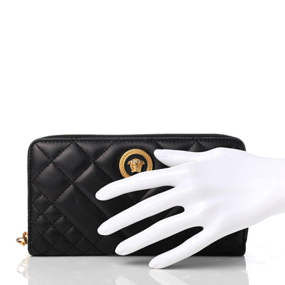 Versace Nappa Quilted Icon Zip Around Wallet Black 2 of 7