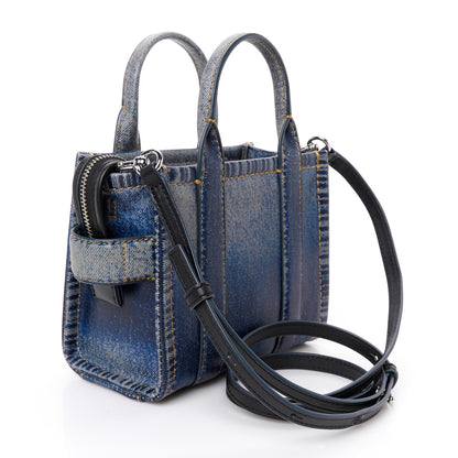 Marc Jacobs Denim Printed Calfskin Mini Tote Bag Blue 3 of 10