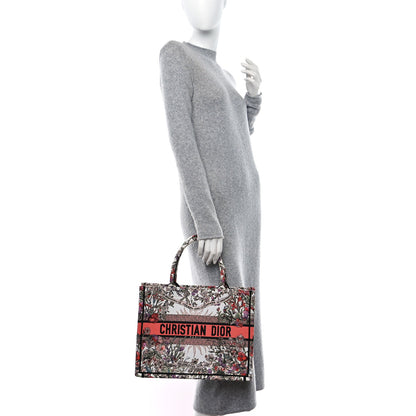 Christian Dior Canvas Embroidered Medium 4 Saisons Printemps Soleil Book Tote Ecru Multicolor 3 of 9