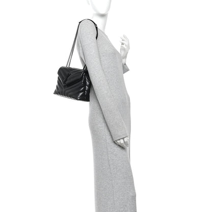 Saint Laurent Calfskin Y Quilted Monogram Monochrome Small Loulou Chain Satchel  Black 2 of 9