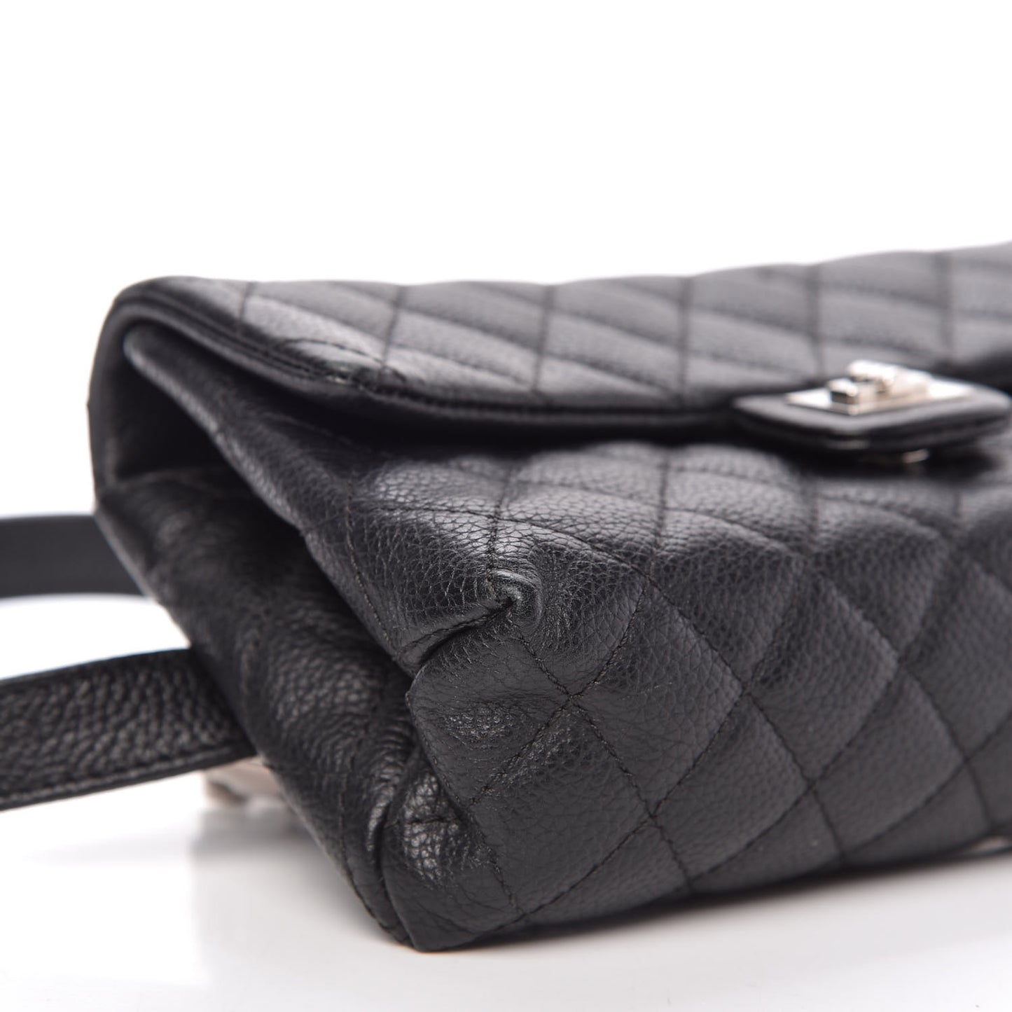 Grained Calfskin Quilted 2.55 Reissue Flap Belt Bag Clutch Black