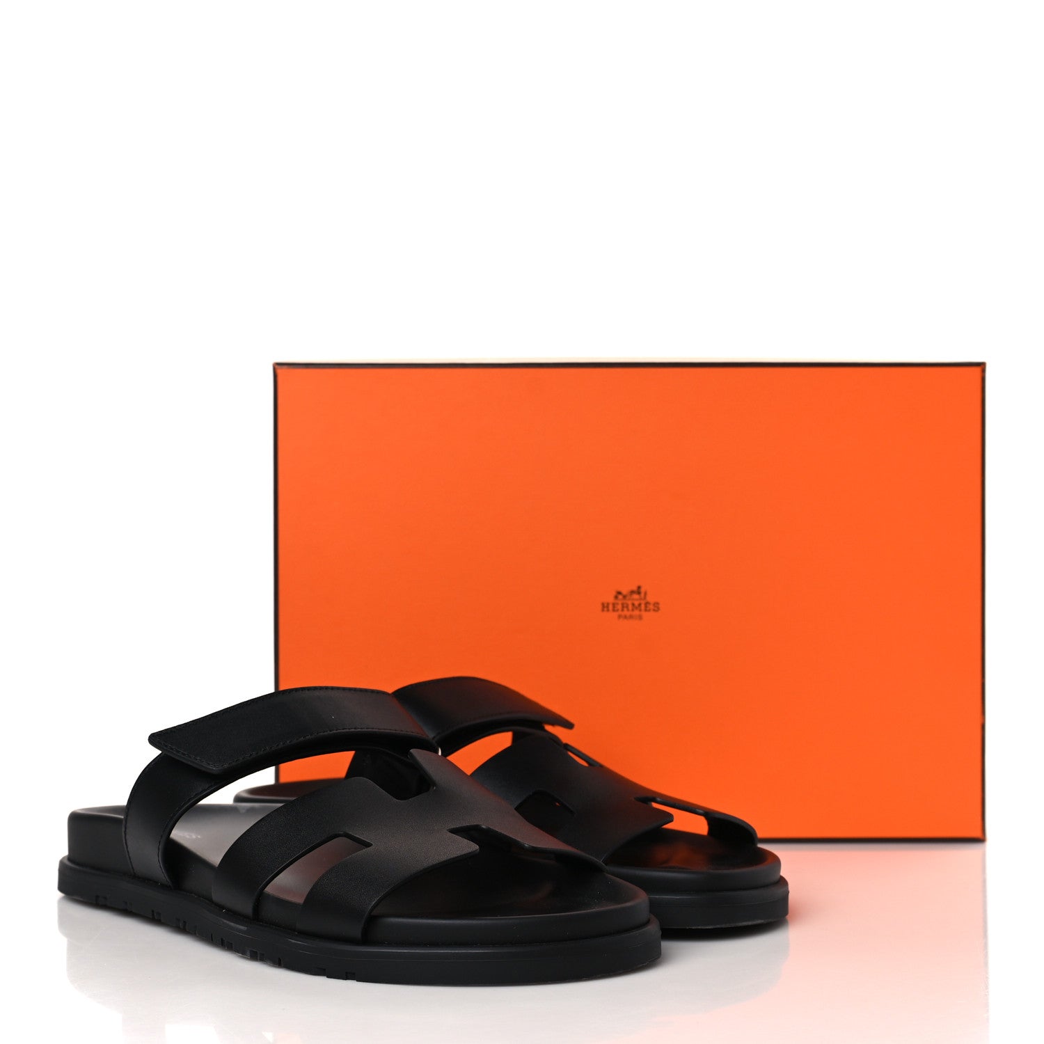 Hermes Calfskin Womens Chypre Sandals 39 Black 10 of 10
