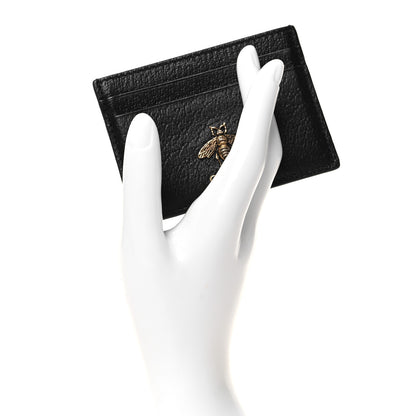 Gucci Pebbled Calfskin Animalier Card Holder Black 2 of 6